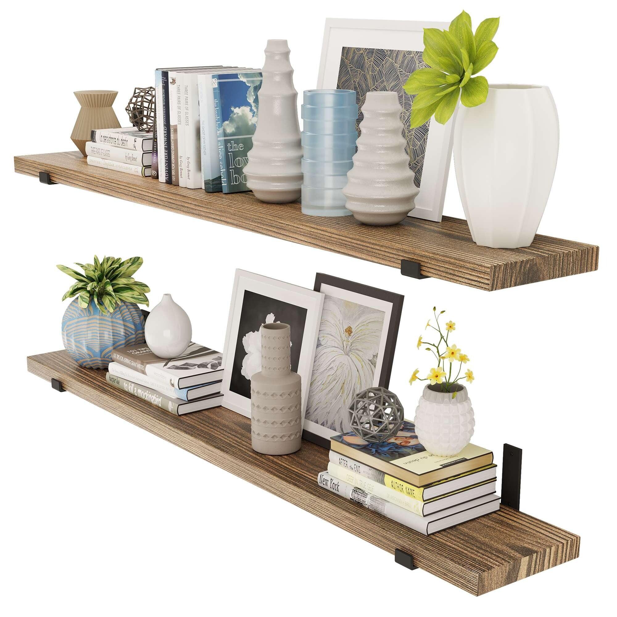Wallniture Forte 60"x9.5" Floating Shelf for Wall Set of 2, Burnt