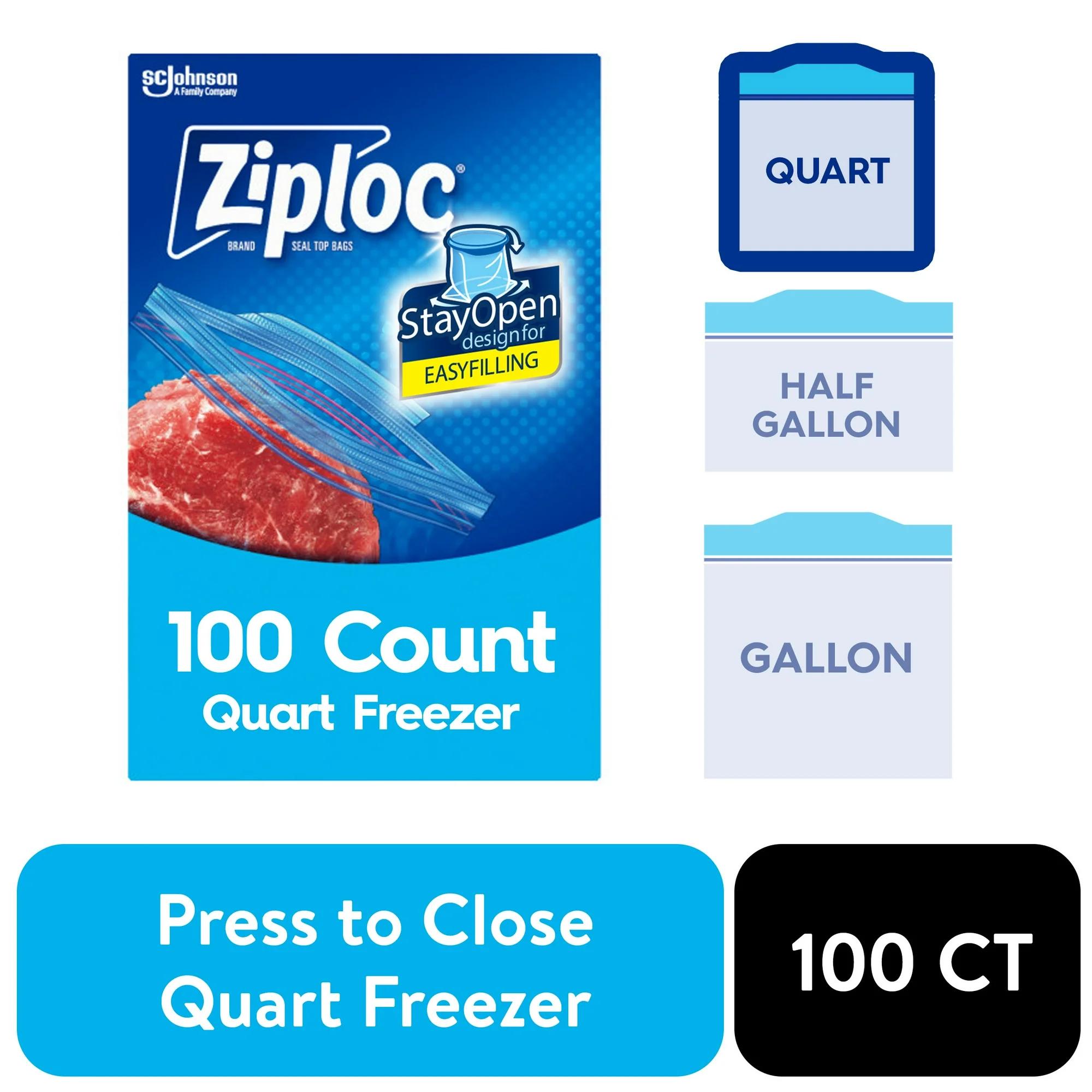 Ziploc Freezer Quart Bag  Stay Open Design  Grip  n Seal Technology  Reusable  100 Count