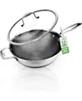 12'' Durable Wok with Side Handle - Triply Stainless Steel Cookware, DAKIN Etching Non-Stick Coating Inside and Outside