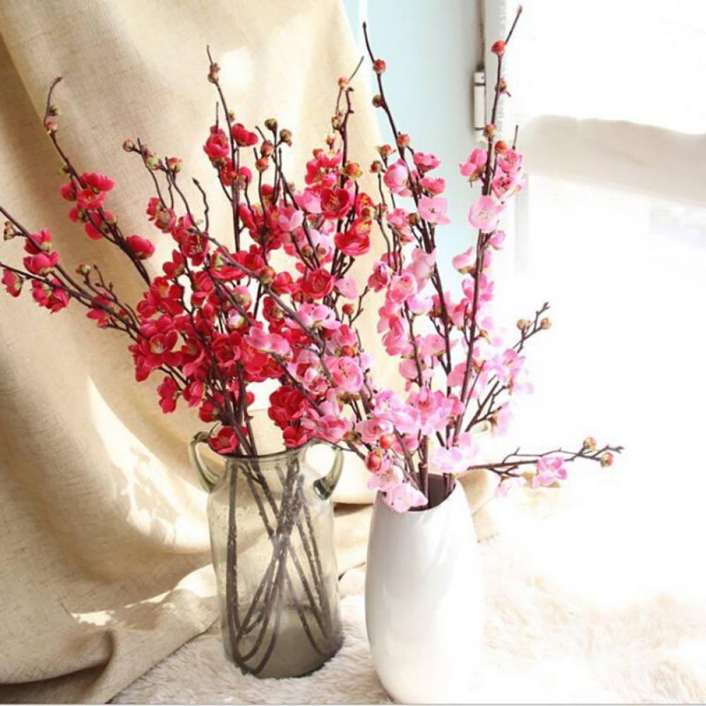 5 Pcs Silk Cherry Blossom Artificial Flowers Branch Silk Sakura Flower Plants for Home Crafts Decoration
