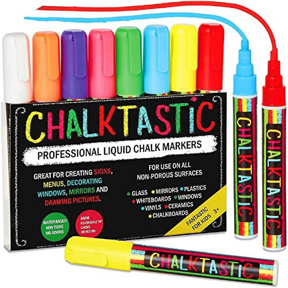 Chalkboard Markers Set of 8 Washable, Erasable Chalk Ink Dry Erase Pens for School, Chalkboard Menu Board & Glass Car Window - Neon, Pastel, White Chalk Pens - Gifts for Artists