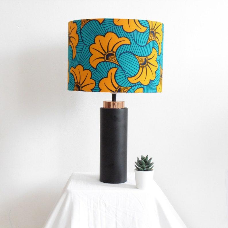 African Print Lampshade 15-45cm - Teal, Yellow