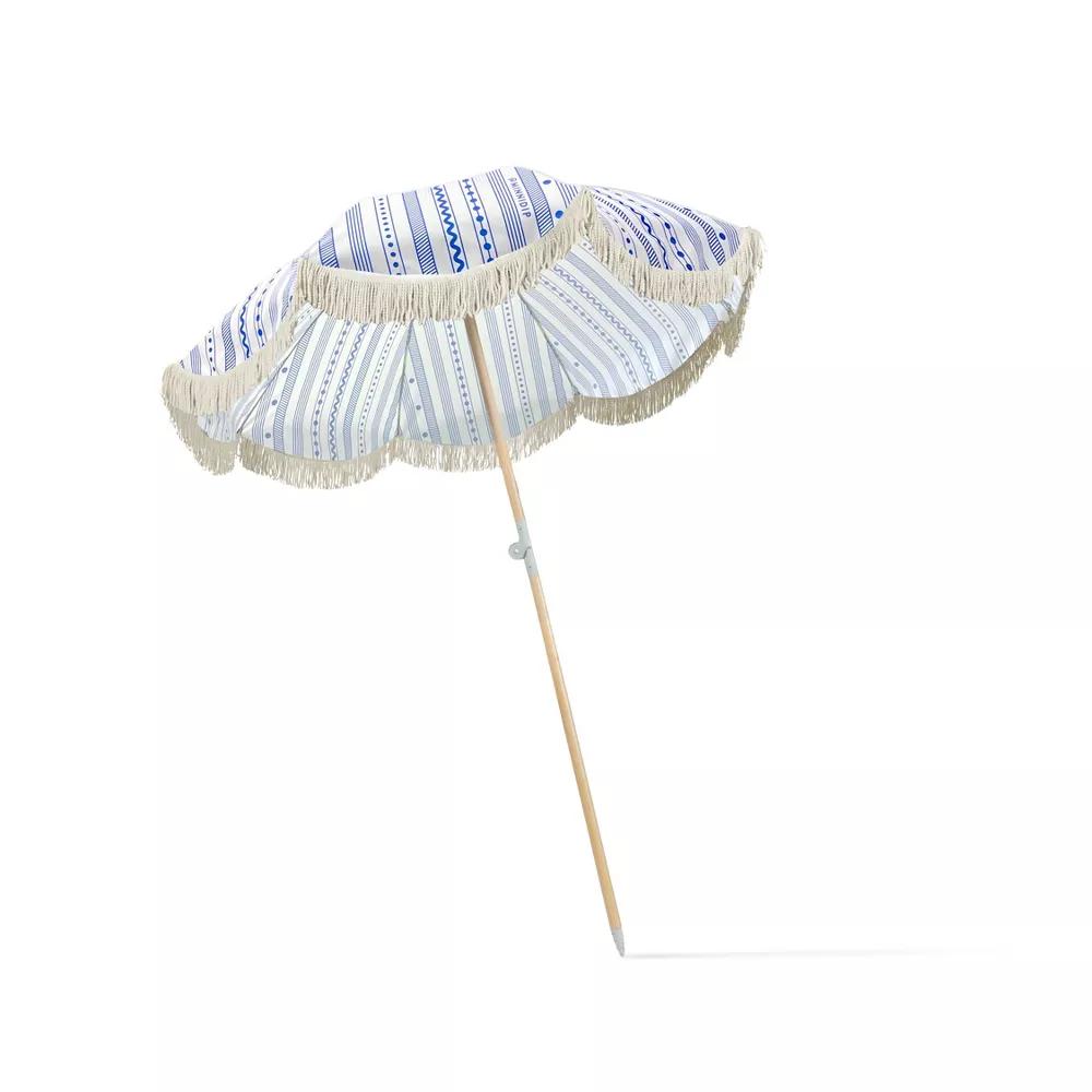 MINNIDIP 7' x 6.5' Beach Umbrella - Nautical Stripes