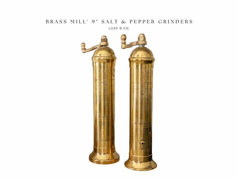 Brass Mill' 9" Salt or Pepper Grinders Vintage Home Decor