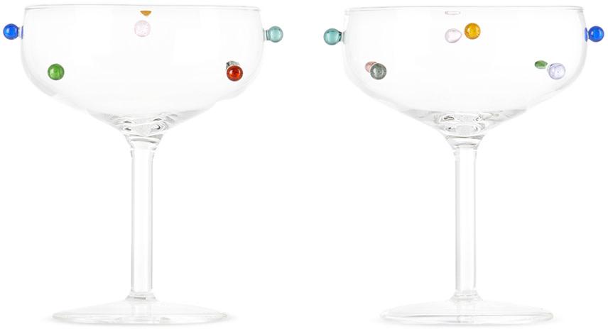 Multicolor Pomponette Champagne Coupe Set