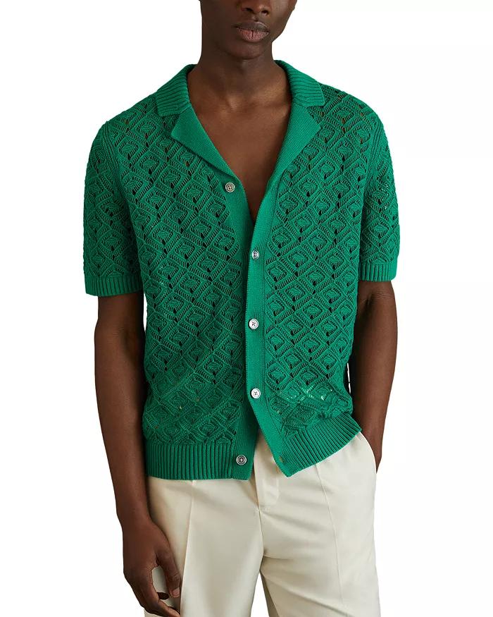 REISS Corsica Cuban Regular Fit Button Front Sweater