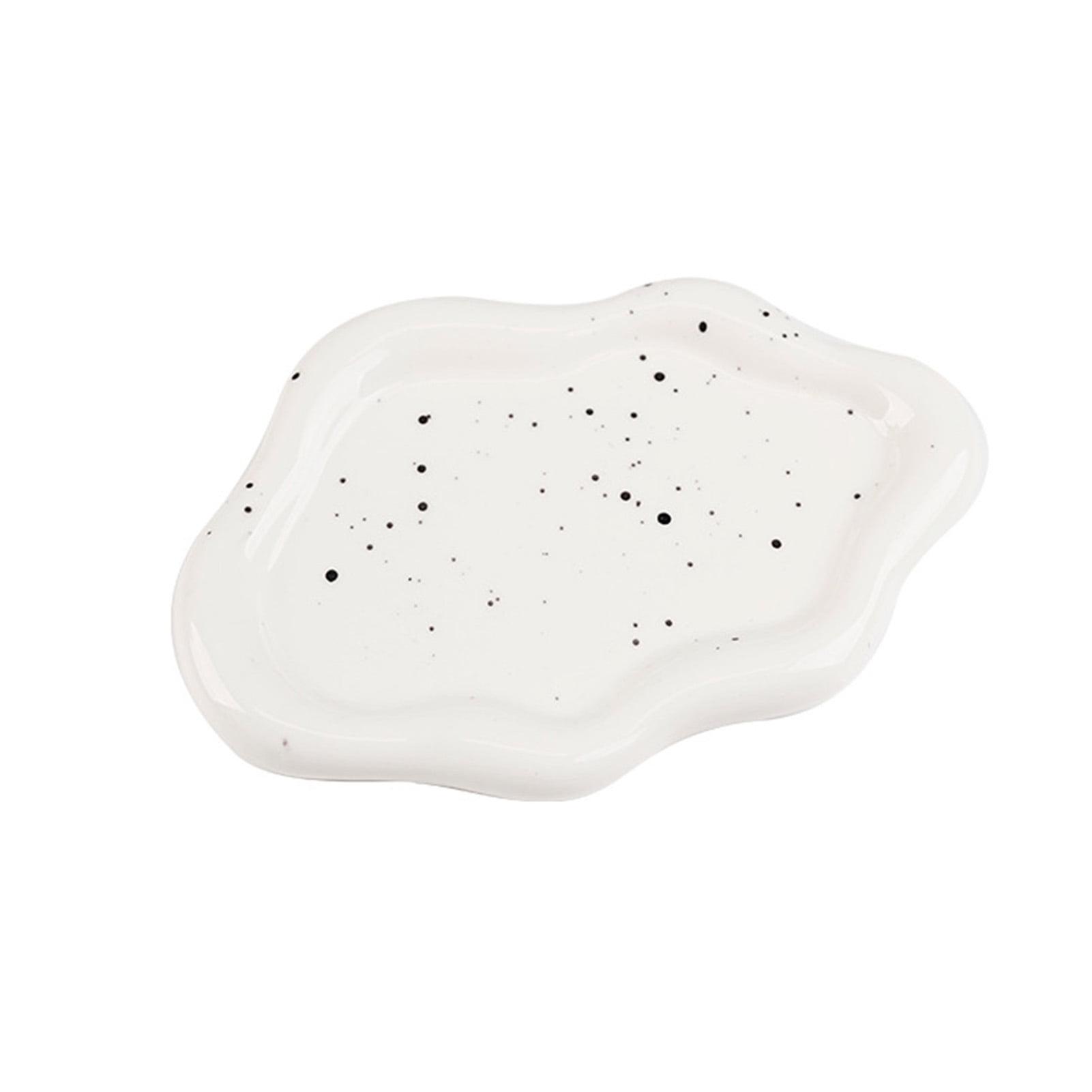 Kinaerty Ceramic Jewelry Tray Trinket Dish Cloud Design Vanity Key Holder for Women Ring Holder Dish Silver Plate Bowl Room Decor Aesthetic Birthday Gift