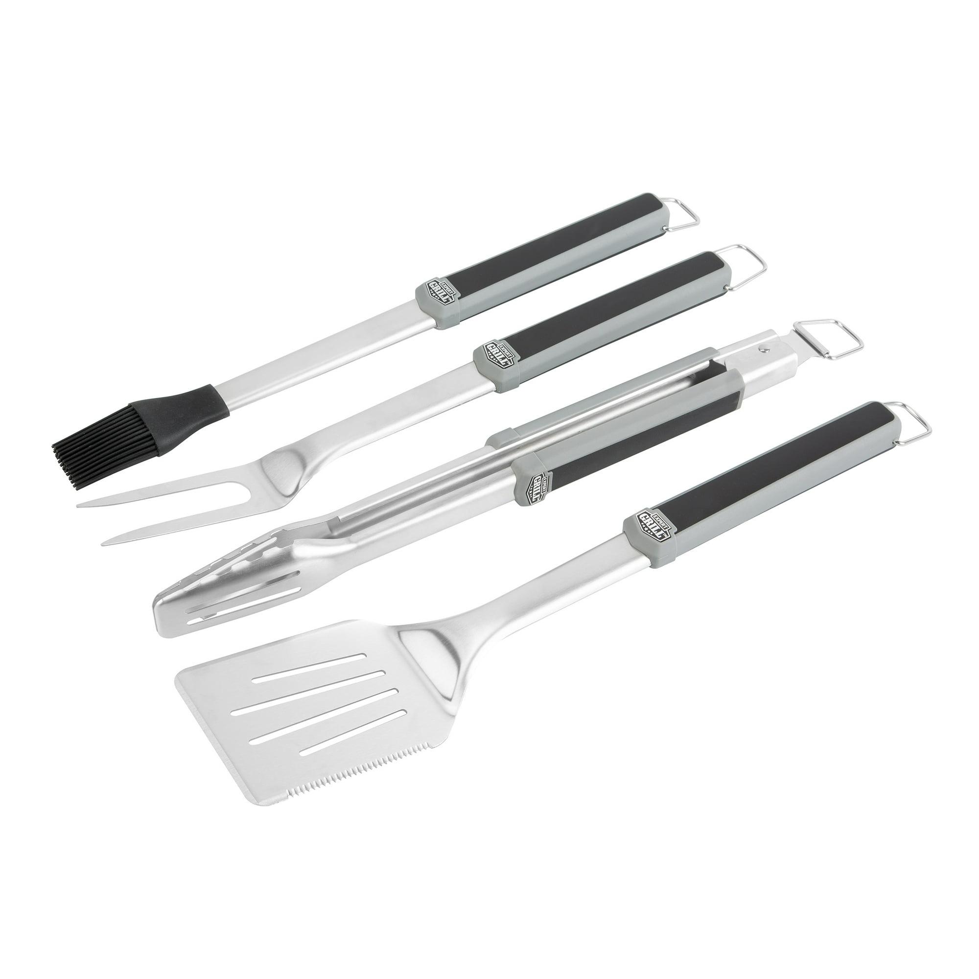 Expert Grill Stainless Steel BBQ Tool Set with Soft Grip, 4-Pieces