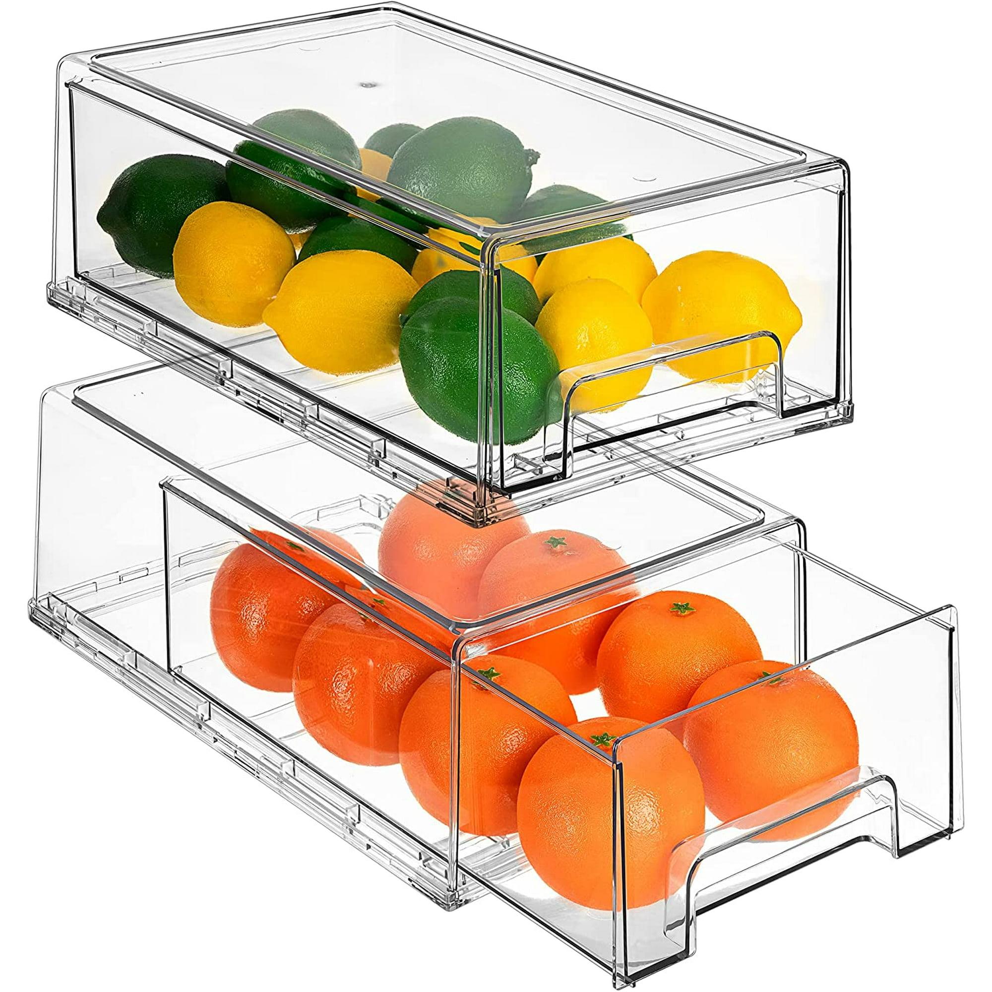 Sorbus Fridge Drawers - Clear Stackable Pull Out Refrigerator Organizer Bins - Food Storage Containers for Kitchen, Refrigerator, Freezer & Vanity (2 Pack | Medium)