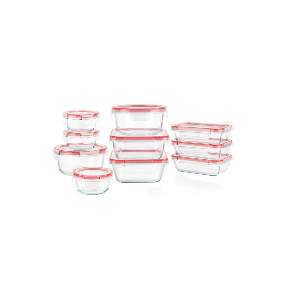 Pyrex 20pc Glass Freshlock Food Storage Set: Glass Containers with Lids, Dishwasher & Microwave Safe, Clear