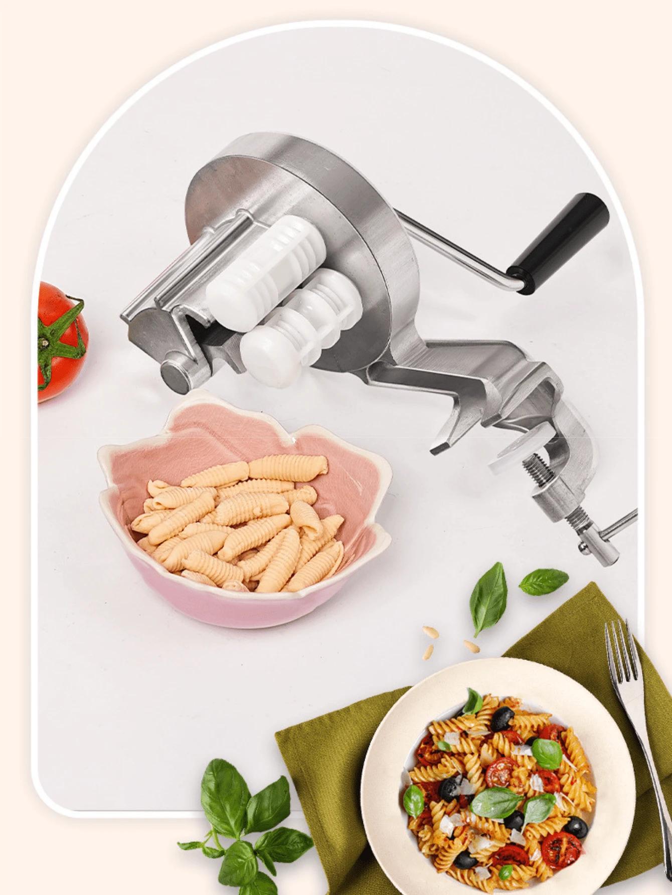 Manual Pasta Maker Hand Crank Noodle Machine Aluminium Alloy Home-Made Macaroni Noodle Pasta Press Machine For Kitchen Spaghetti Fettucini, Gnocchi, Risotto