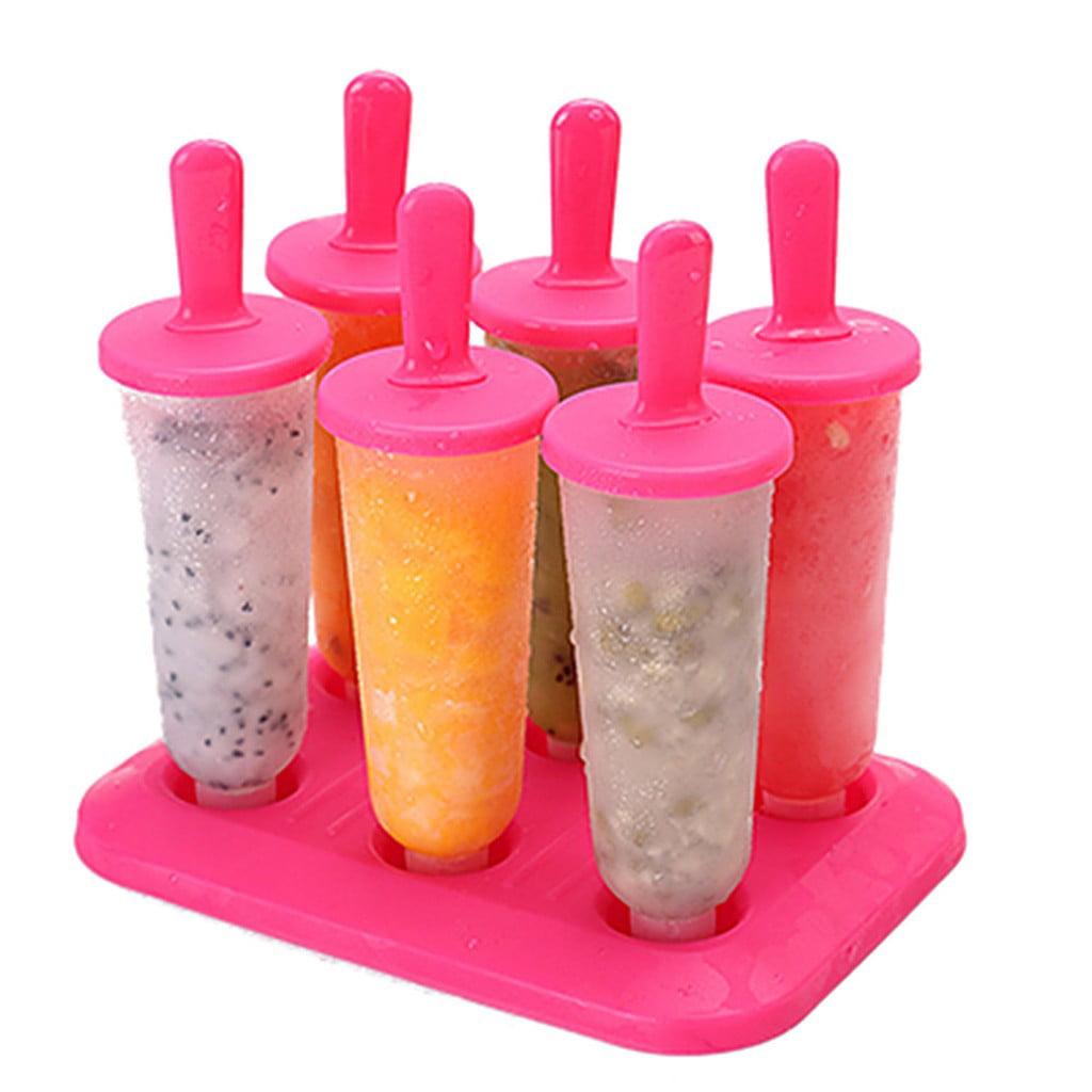 piaybook Ice Cream Mold 6PC/1 Set Circular With Lid Ice Tray DIY Ice Cream Mold Reusable Easy Release Ice Pop Makers for Home