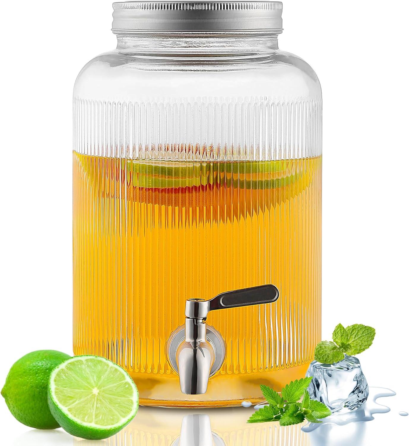 Evanda Drink Dispenser For Parties, 1 Gallon Beverage Dispenser for Various Parties and Social Events with Leak-Proof Stainless Steel Faucets, Spigot