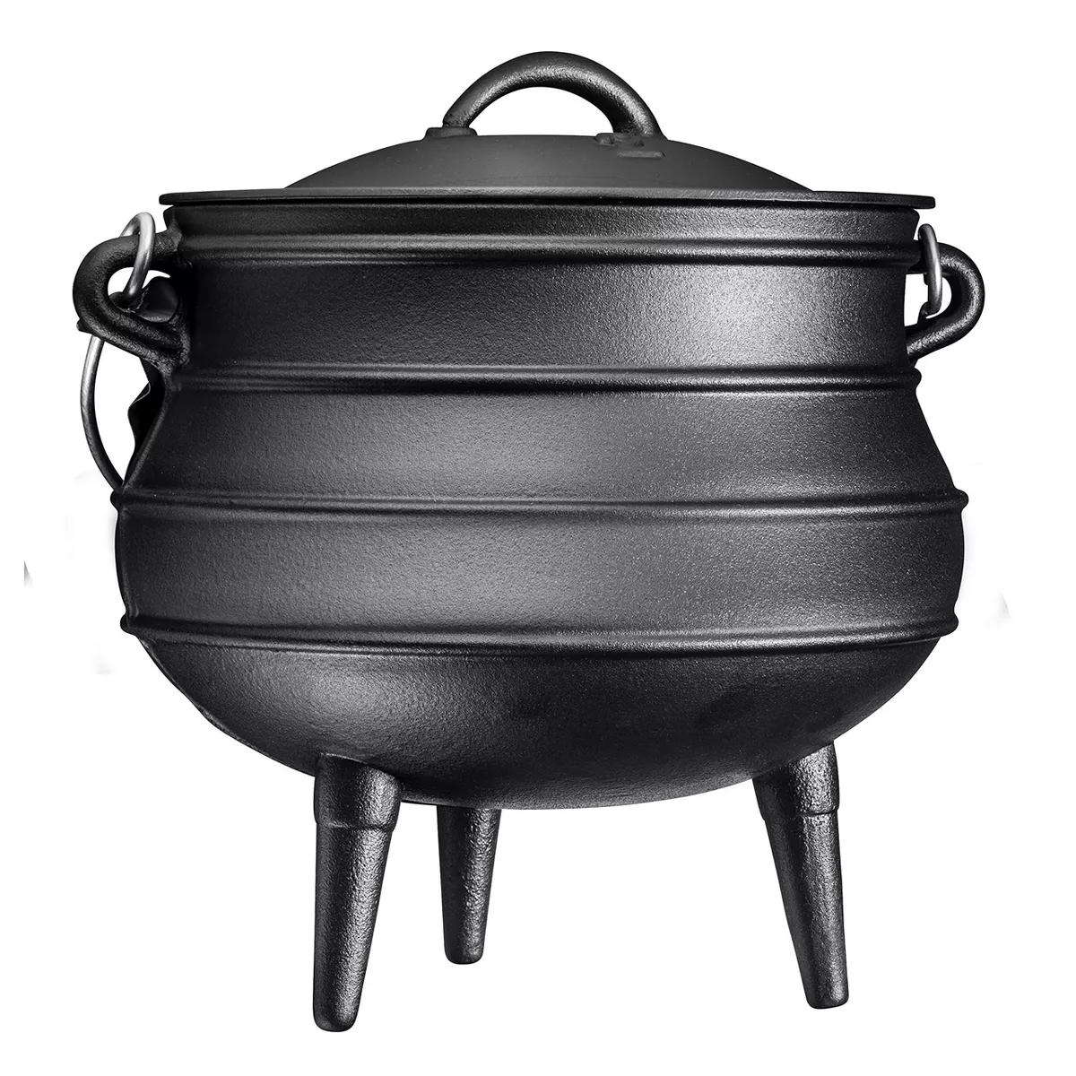 Bruntmor 10 Quarts Black Pre-Seasoned Cauldron Cast Iron Pot
