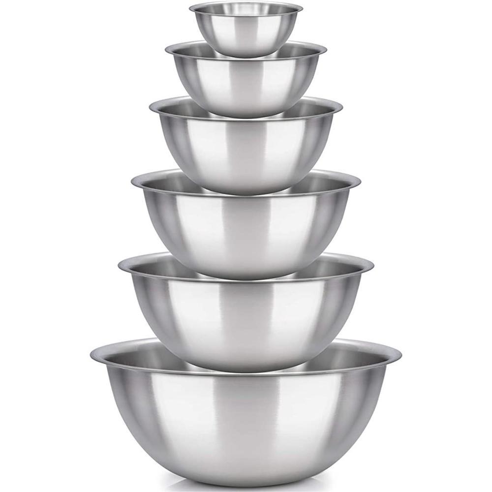 Mixing Bowls Set of 6 Stainless Steel Mirror Polished Bowls for Serving and Cooking - HomeItUsa
