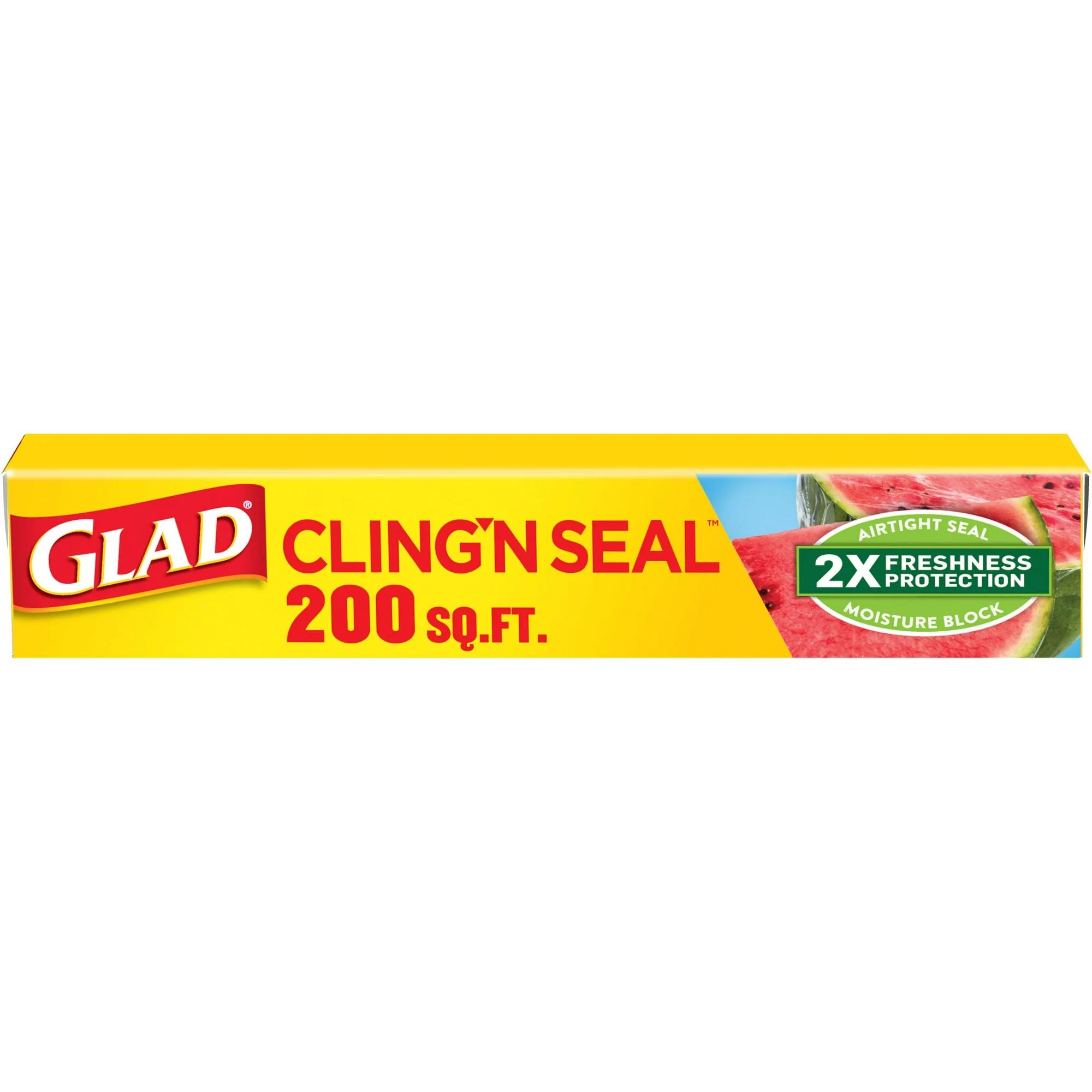 Glad Cling N Seal Plastic Food Wrap  200 sq ft Roll