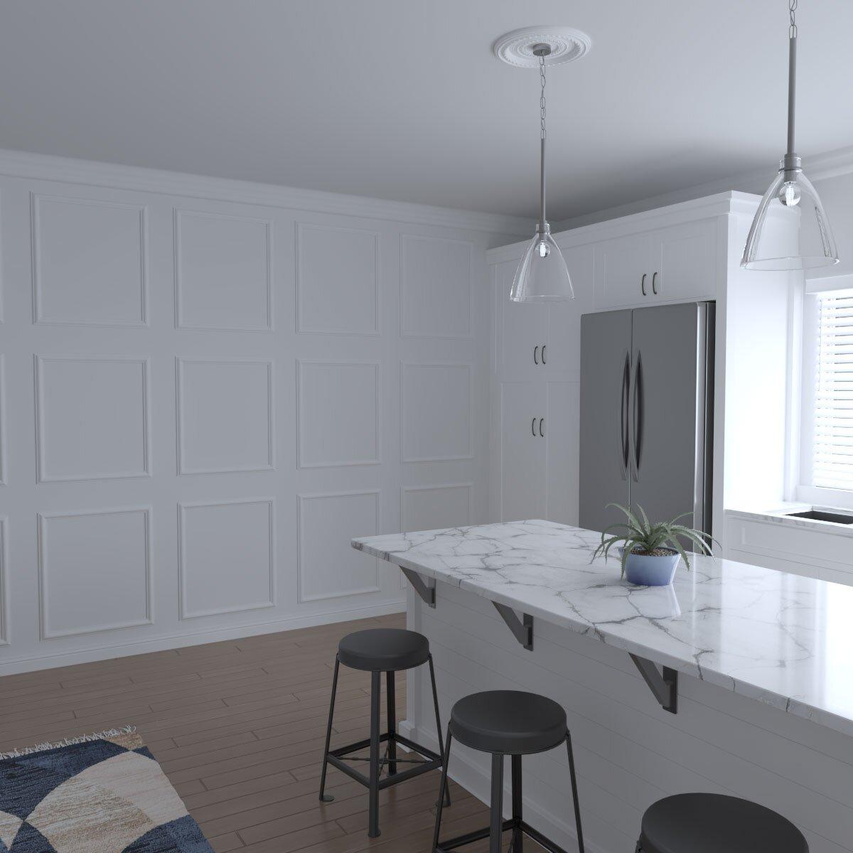 94 1/2"L (Adjustable 108"H to 132"H) Ashford Square Single Panel Design Full Wall Wainscot Paneling Kit