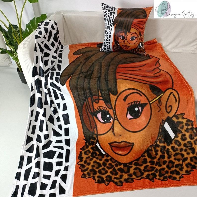 Black Girl Magic Throw Blanket, Black Owned Shop Gift for Girlfriend, 3 Piece Set