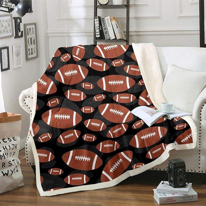 Football Fleece Throw Blanket Sports Theme