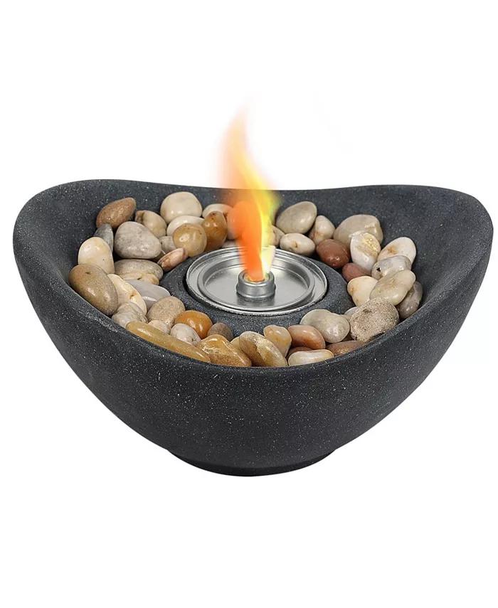 Fire Pit Bowl Tabletop Portable Concrete Fireplace Indoor Outdoor