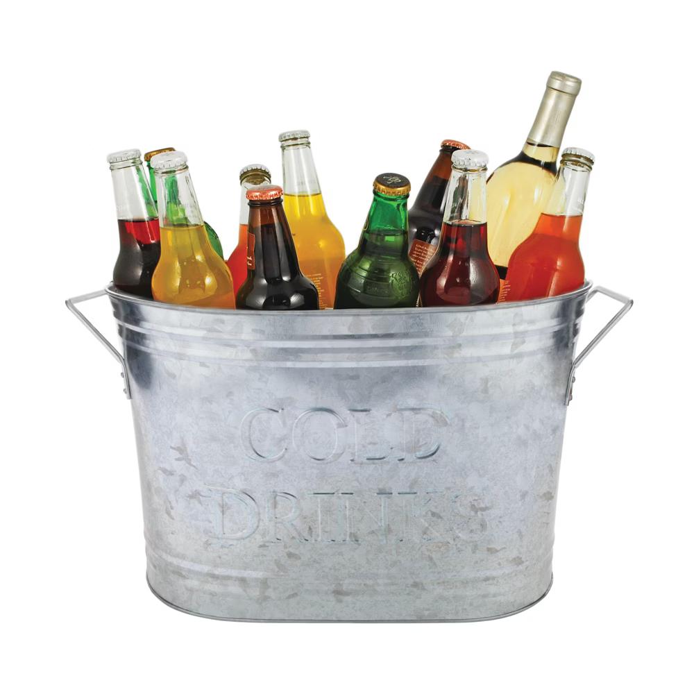 Twine Insulated Drink Beverage Tub - Galvanized Metal Ice Buckets for Beer and Beverage Holds 5.35 Gallons