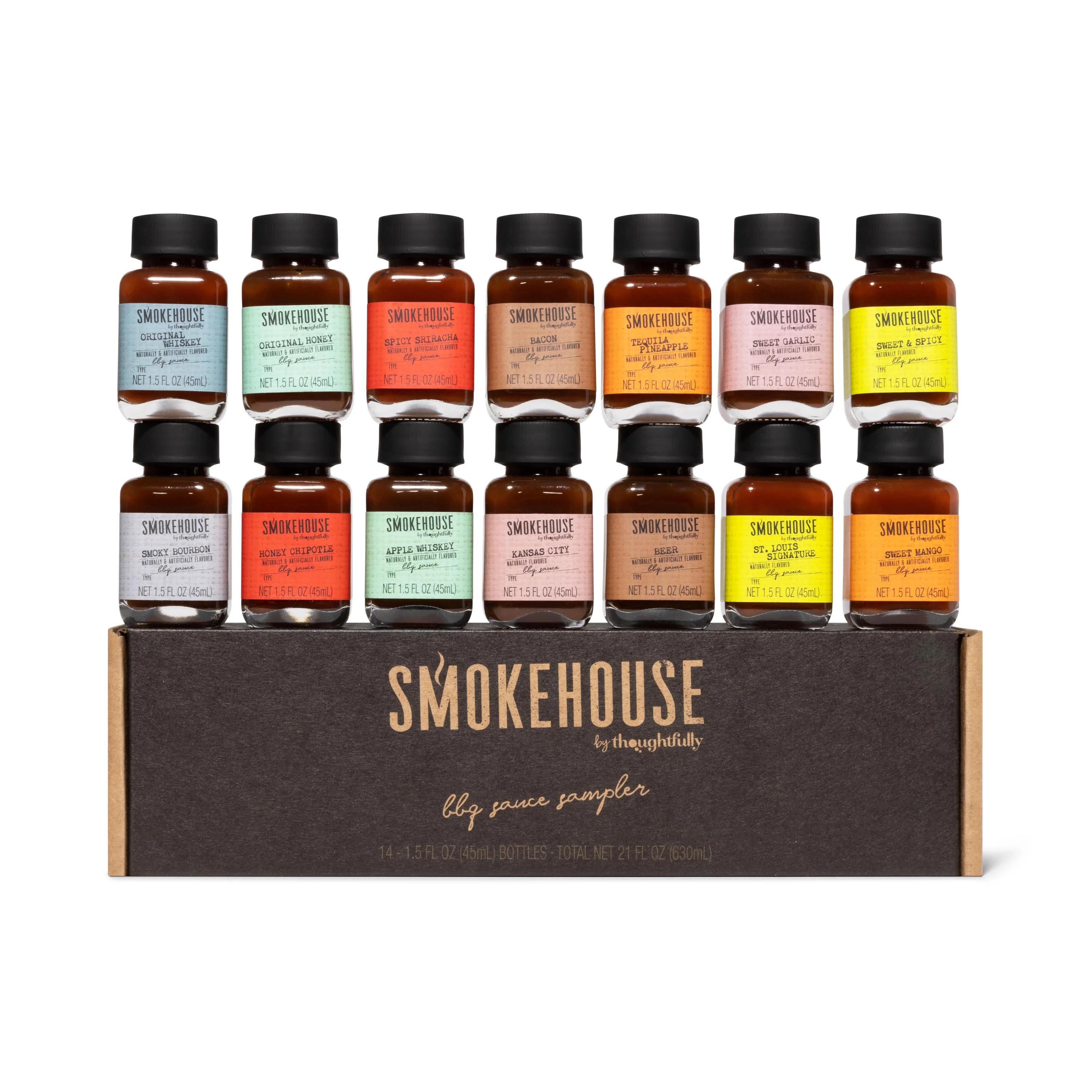 Smokehouse by Thoughtfully, Gourmet BBQ Sauce Sampler Variety Pack Gift Set, Set of 14