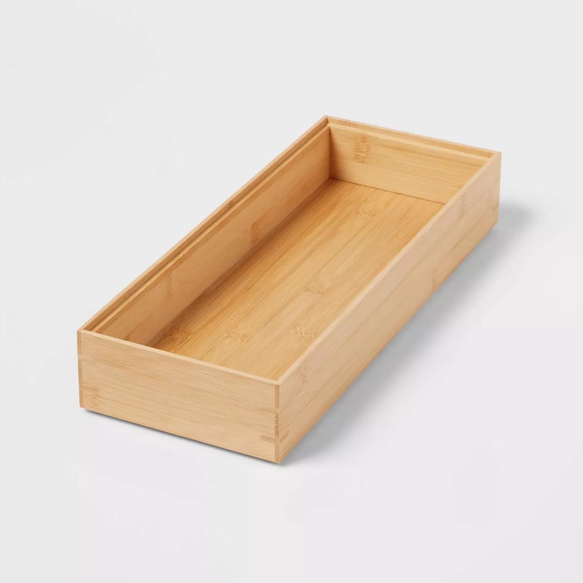 6"x 15" Bamboo Rectangular Drawer Organizer Brown - Brightroom