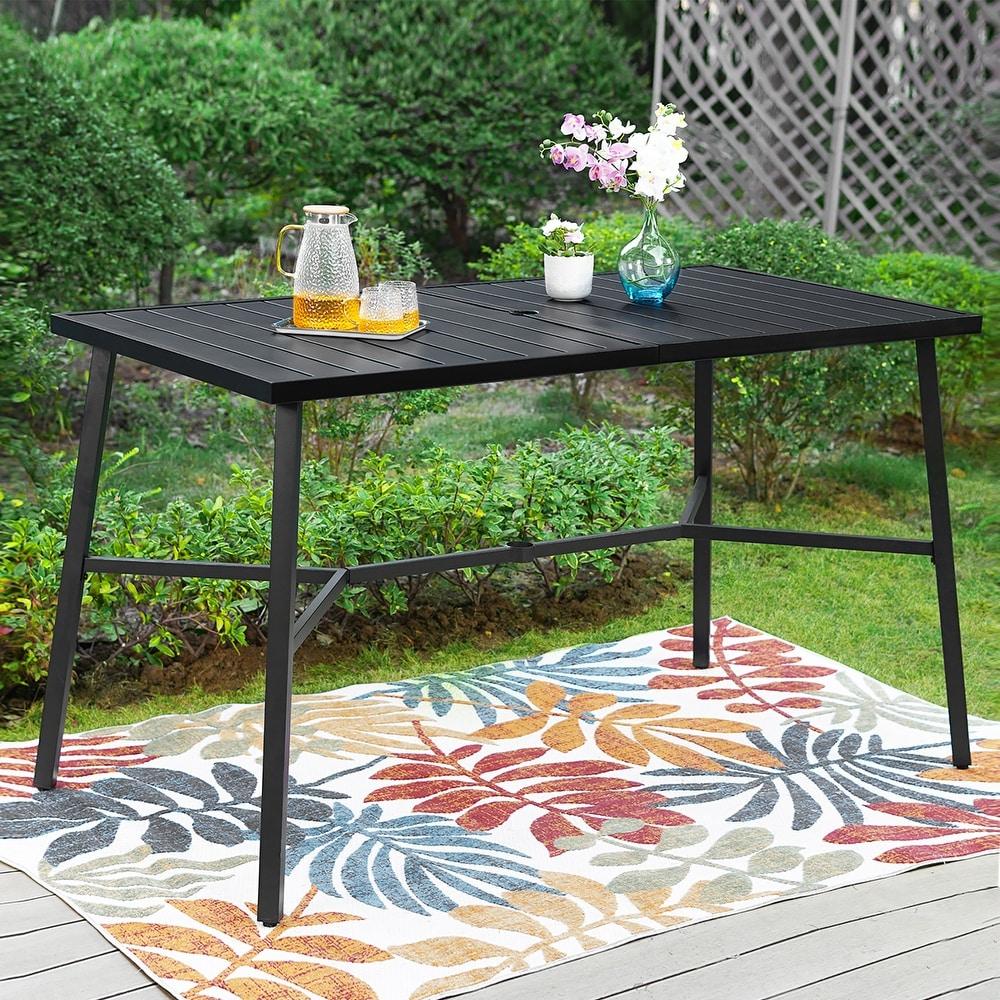 Patio Bar Table Metal Bar Height Table Rectangular Dining Table