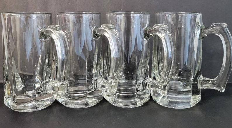 Set of 4 Vintage Libbey Clear Glass Tankard Mugs