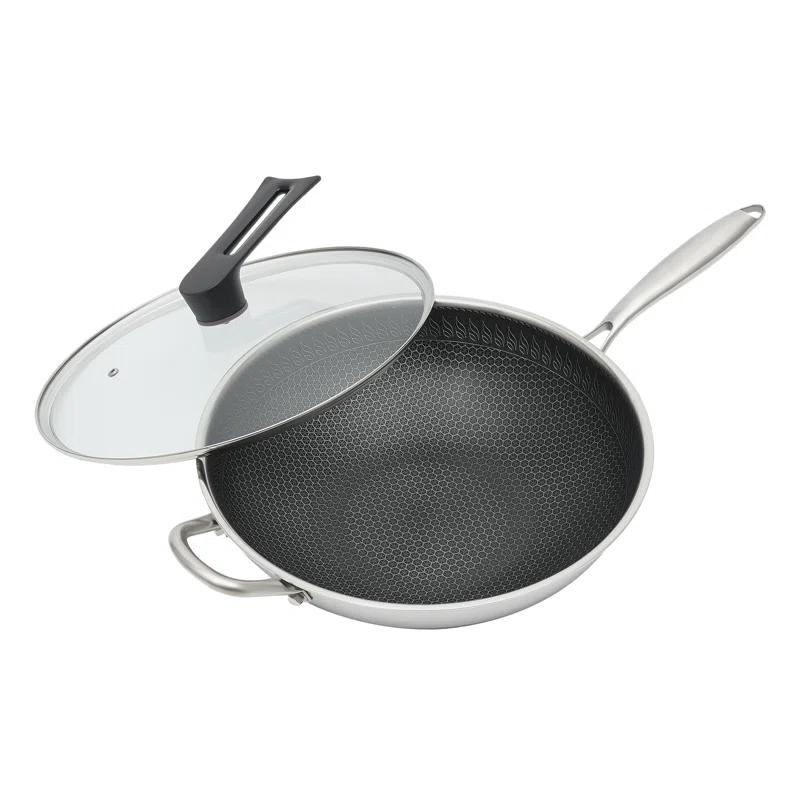 12 inch Non-Stick Stainless Steel Wok with Lid