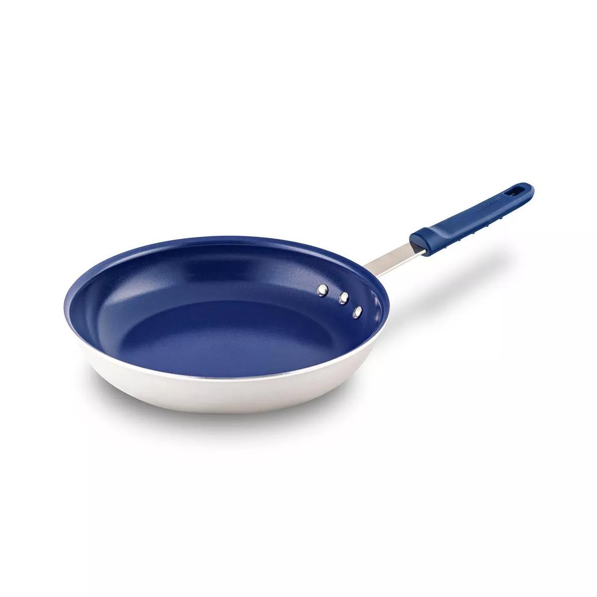 NutriChef 8" Small Fry Pan - Small Skillet Nonstick Frying Pan with Silicone Handle, Ceramic Coating, Blue Silicone Handle