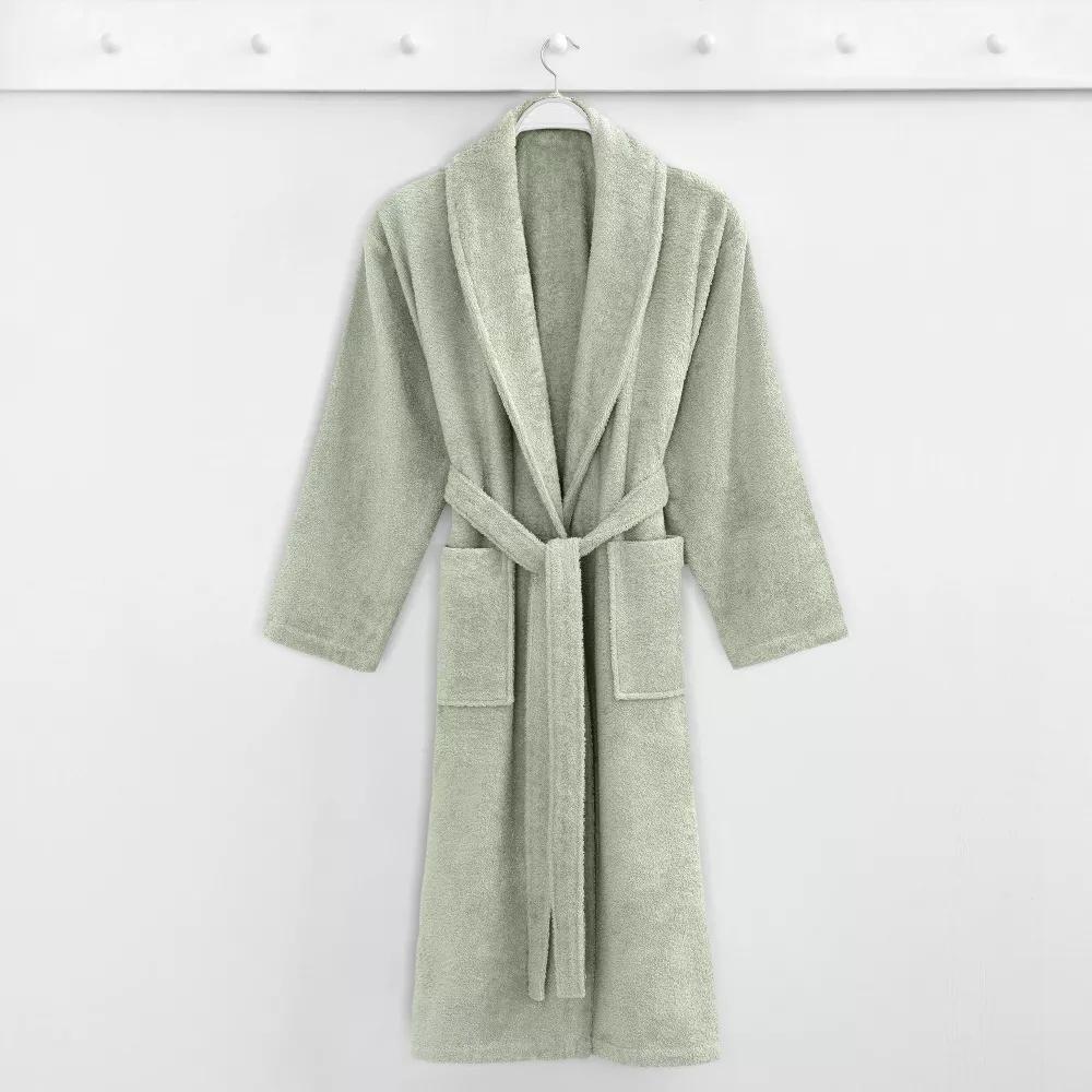 Turkish Cotton Unisex Terry Cloth Bathrobe Sage Green - Linum Home Textiles