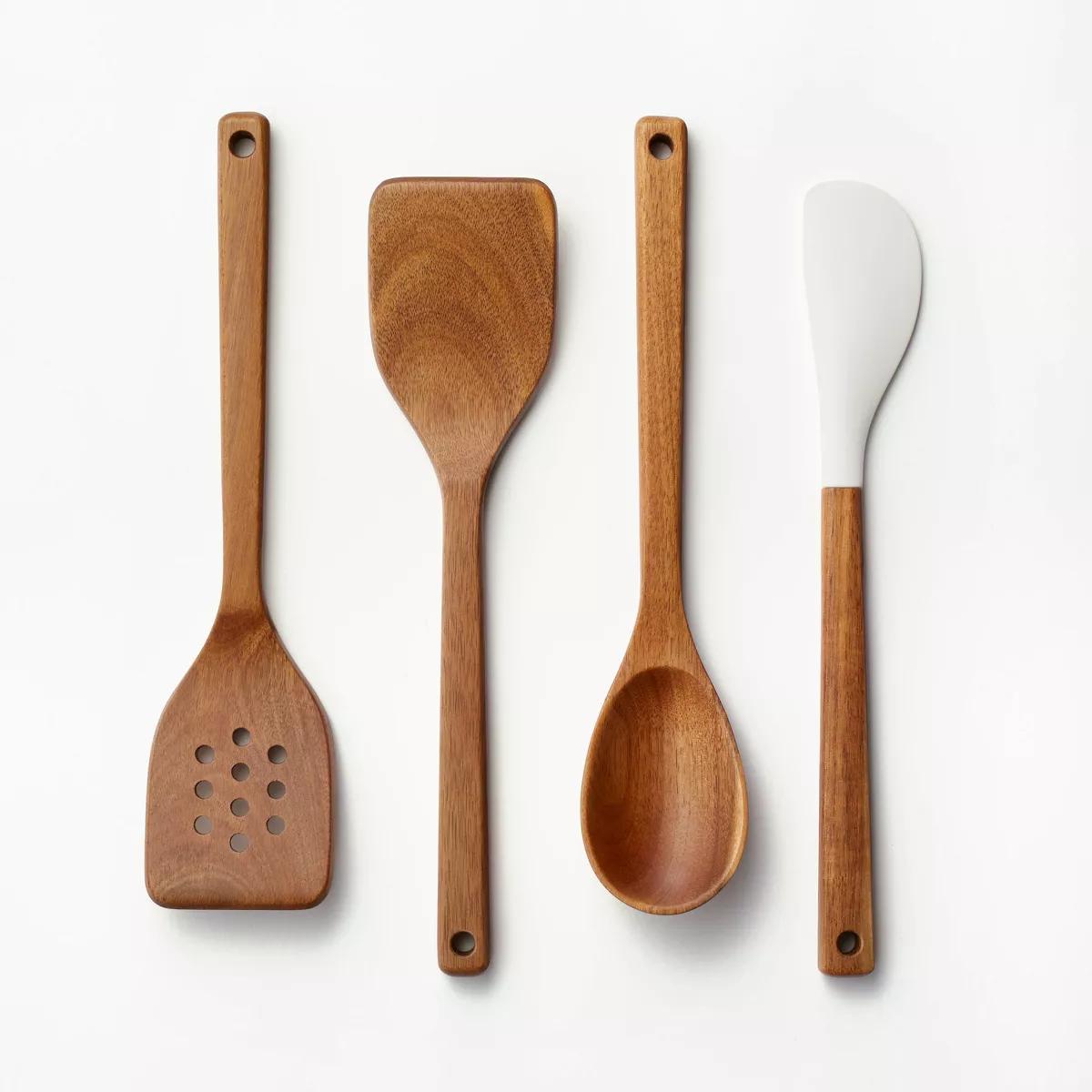 4pc Wood Kitchen Utensil Set Brown - Figmint™