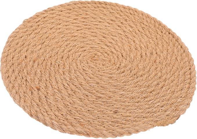 Linen Rope Placemats Craft Twine Rope Placemats Round Natural Woven Oval Placemats Woven Placemat Wicker Place Mat Single Table Decoration Dining Room Table Decor Ratten Khaki Flax