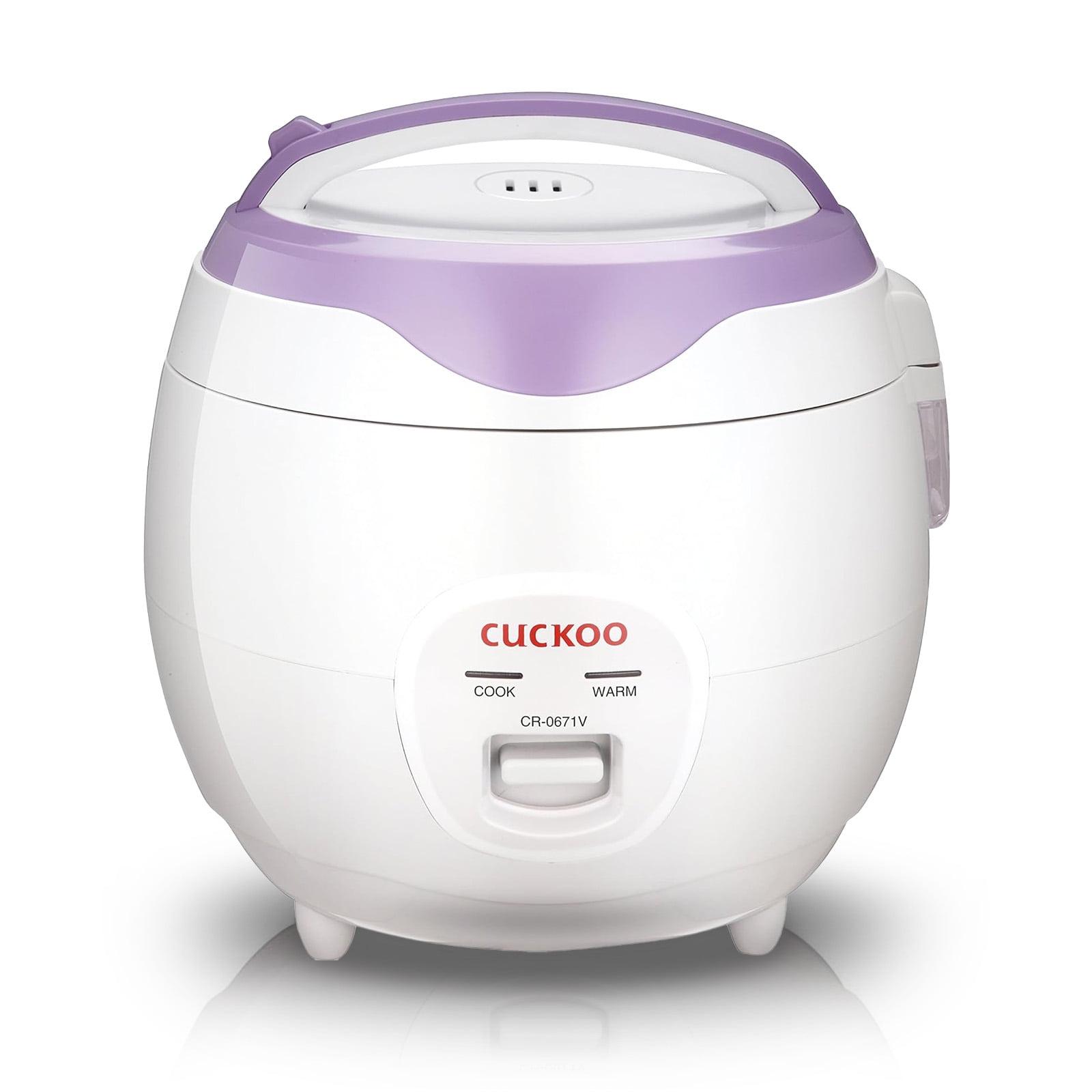 CUCKOO CR-0671V 6-Cup (Uncooked) / 12-Cup (Cooked) Basic Heating Plate Rice Cooker & Warmer with Nonstick Inner Pot, Switch Press (White/Purple)