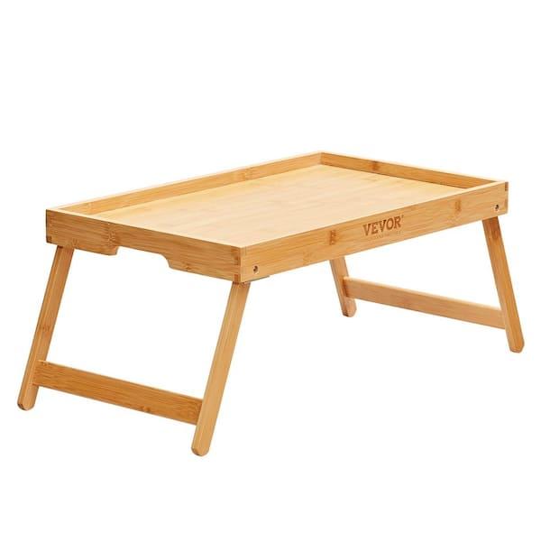 Bed Tray Table 24 in. W x 9 in. H x 11 in. D Bamboo Breakfast Tray Portable Food Snack Platter
