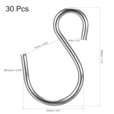 30pcs S Hanging Hooks 1.5 x 0.9 Inch S Shaped Hanger Silver