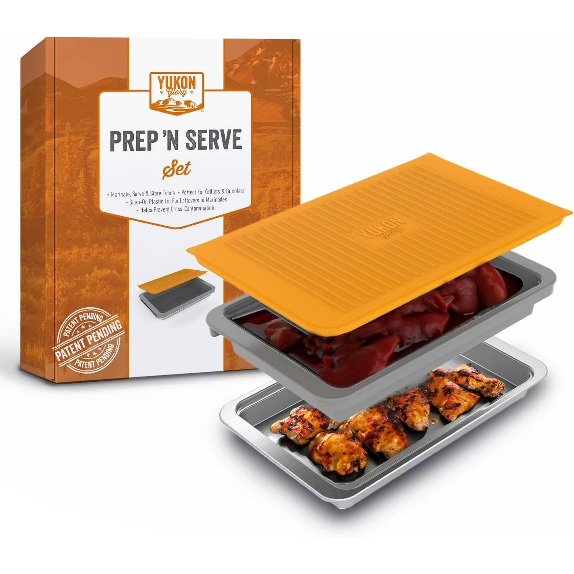 Yukon Glory BBQ Prep 'N Serve Set Grill Tray Combo with Snap-On Lid