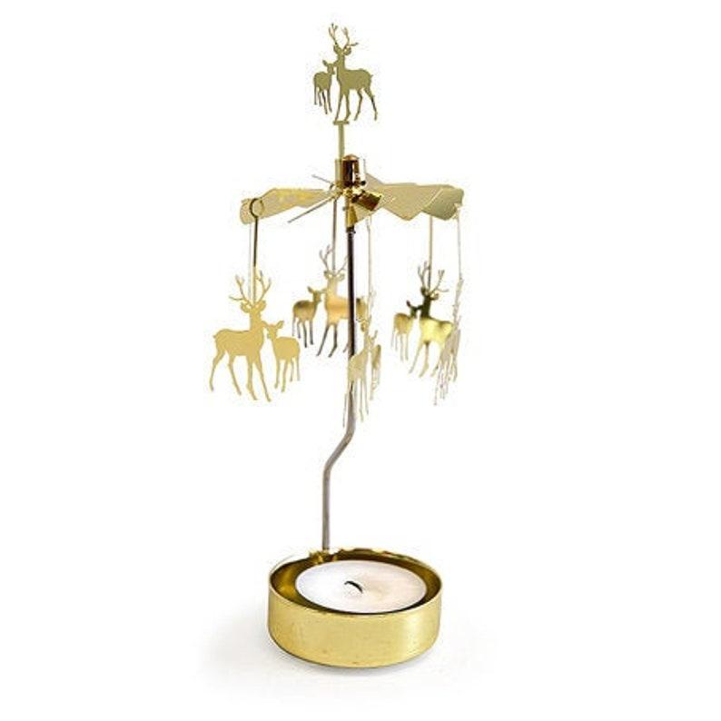 Candle holder. Spinning candle holders golden deer. Rotary candle holders. Candle holder. Candle carousel. Tea light holder. Candlestick