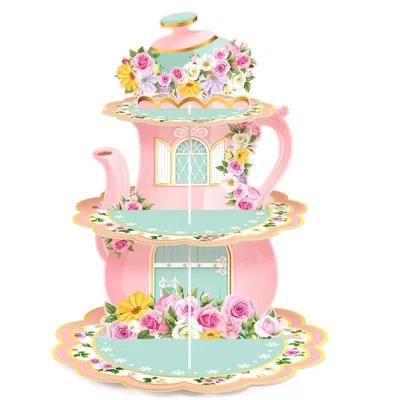 3 Tier Floral Tea Party Cupcake Stand Decoration