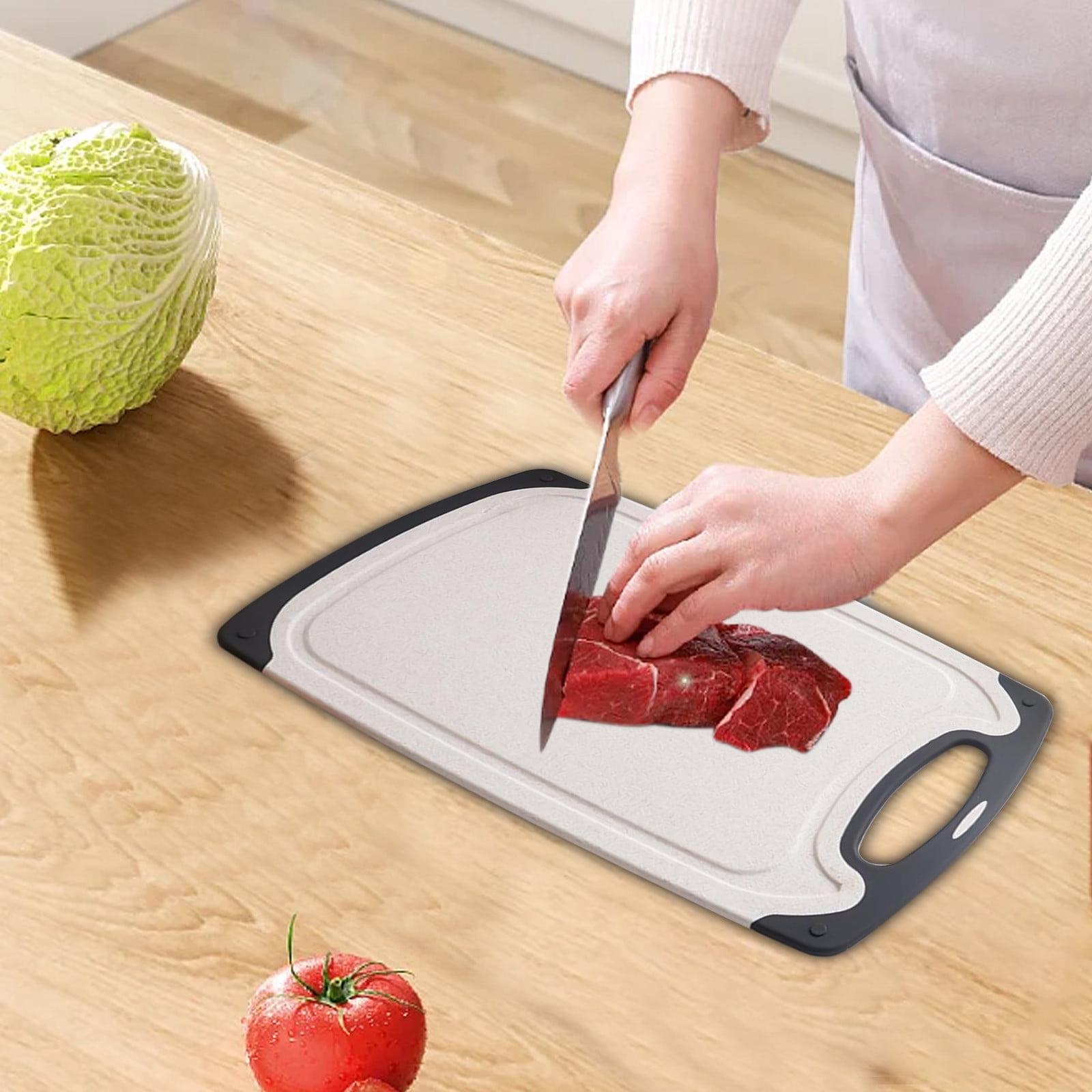 YOLOKE Extra Large Plastic Cutting Board for Kitchen - Dishwasher Safe, with Juice Grooves, Easy-Grip Handle, Non-Slip, and Built-In Grinding Area
