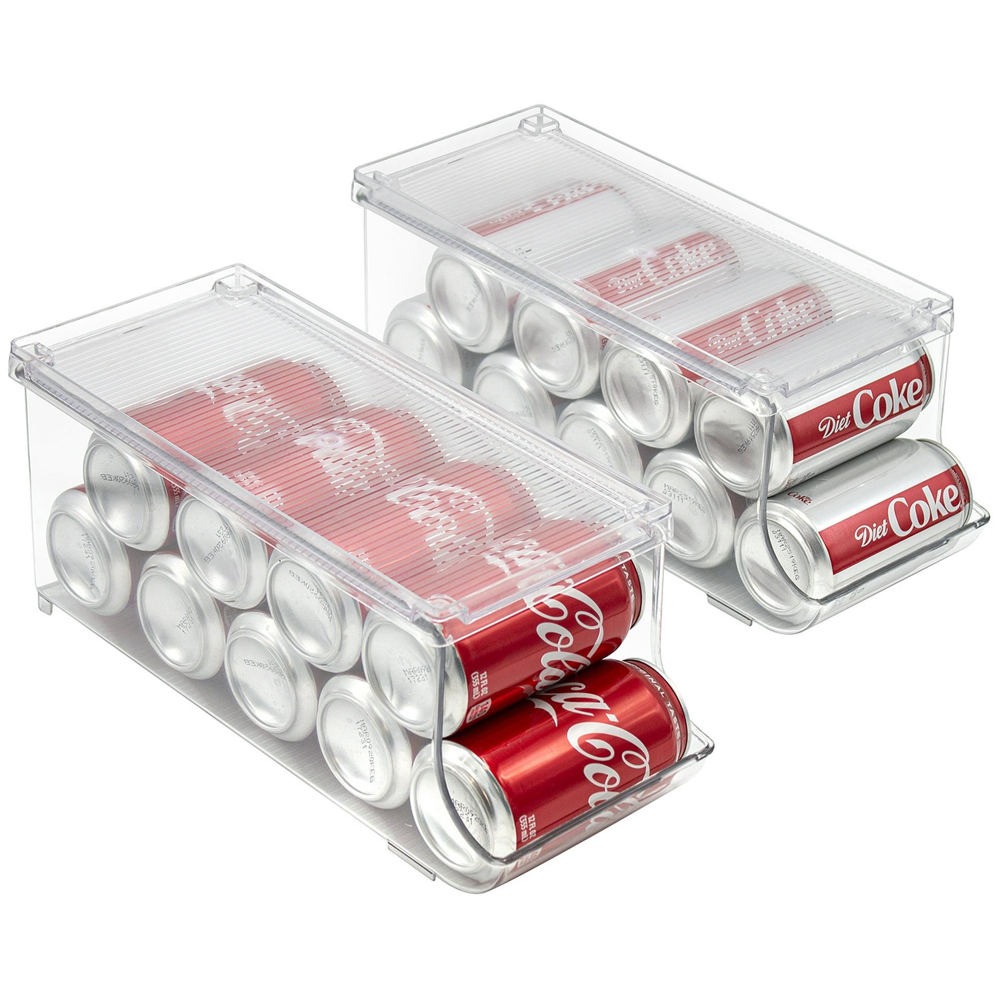 Sorbus Clear Soda Can Organizer with Lid for Refrigerator and Pantry – 9 Cans Capacity, BPA-Free - 2-Pack