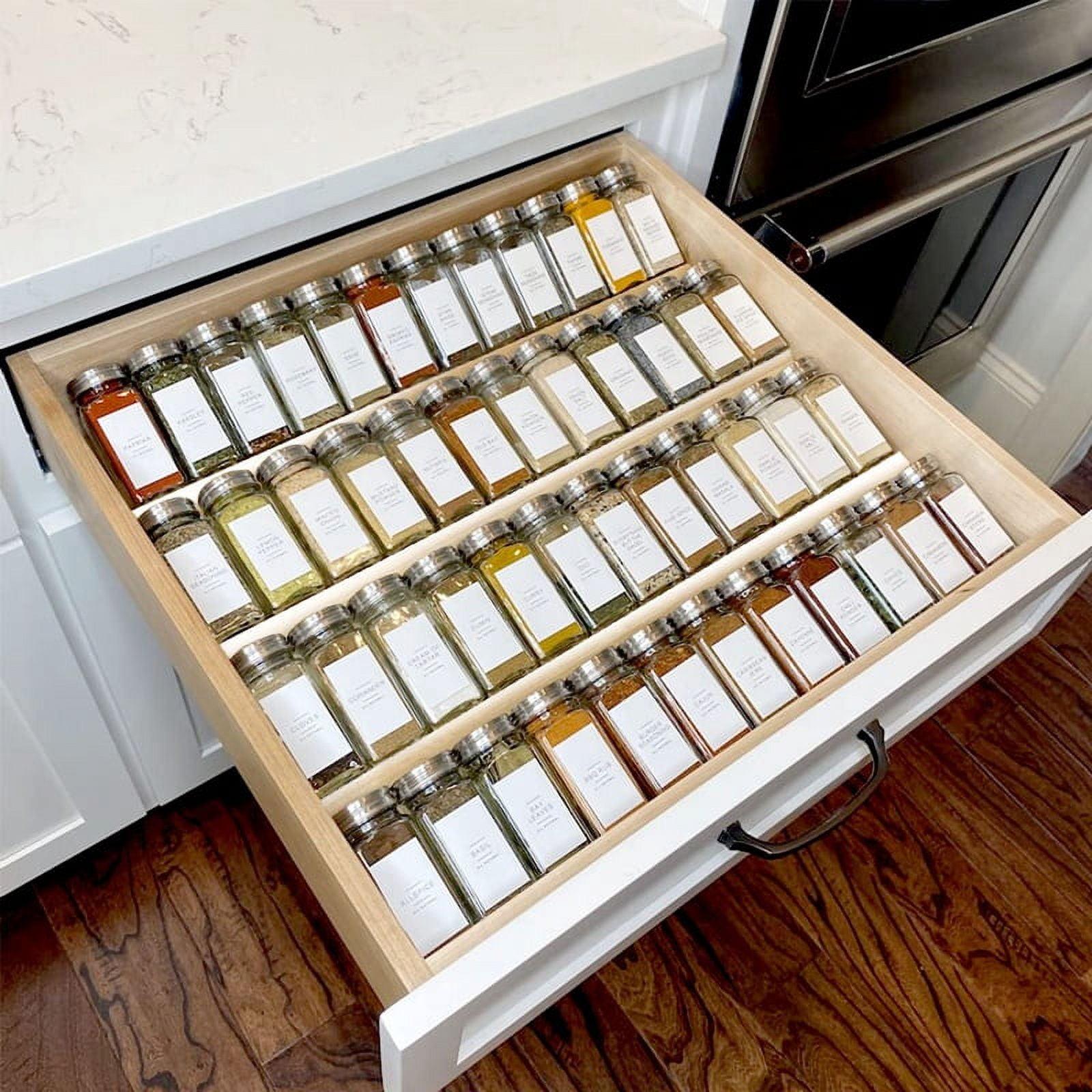 Clear Acrylic Spice Drawer Organizer,Seasoning Jars Drawers Insert,Kitchen Spice Rack Tray for Drawer (Jar Not Included