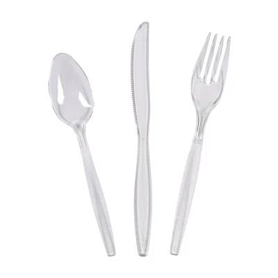Bulk Clear Plastic Cutlery Sets For 70, Party Supplies, 210 Pieces