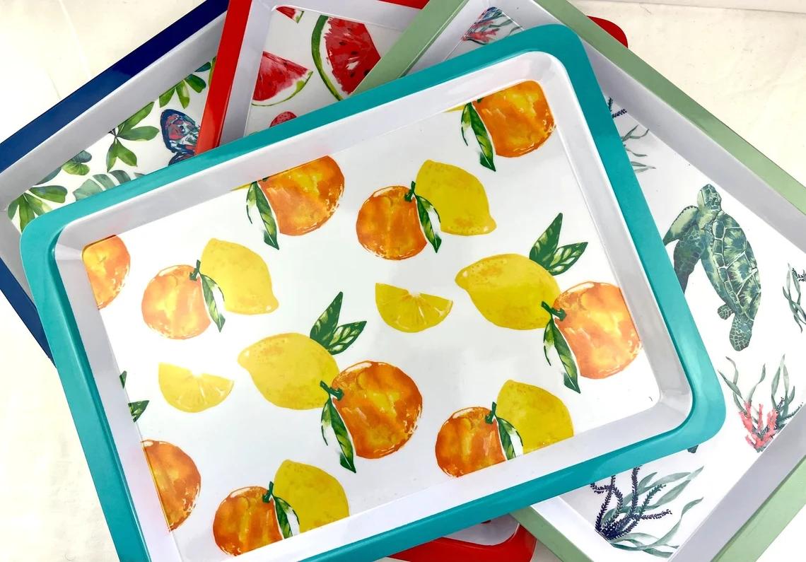 Montessori Inspired Trays - Set of Four - Serving Trays - Rectangular Trays - Lightweight - Plastic Trays - Practical Life Trays