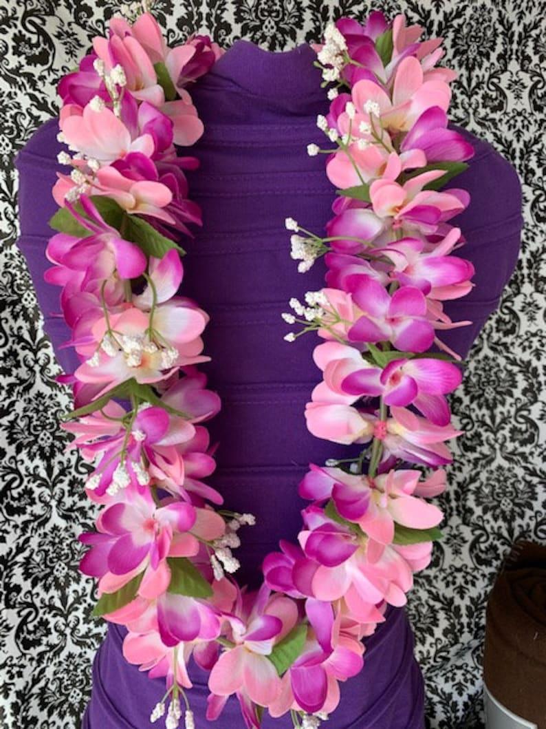 Class of 2024 Hawaiian Plumeria Flower Lei Fabric Flower Lei Graduation Lei Wedding Lei Birthday Lei Hawaiian Artificial Flower Lei PINK