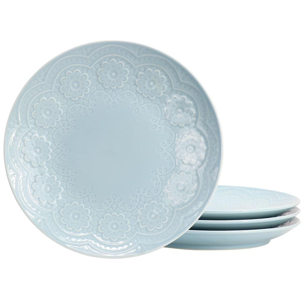 Hometrends Alemany 10.6 Inch Round Stoneware Dinner Plate Set in Aqua