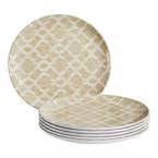 Taryn Melamine Accent Plates in Khaki Trellis (Set of 6)