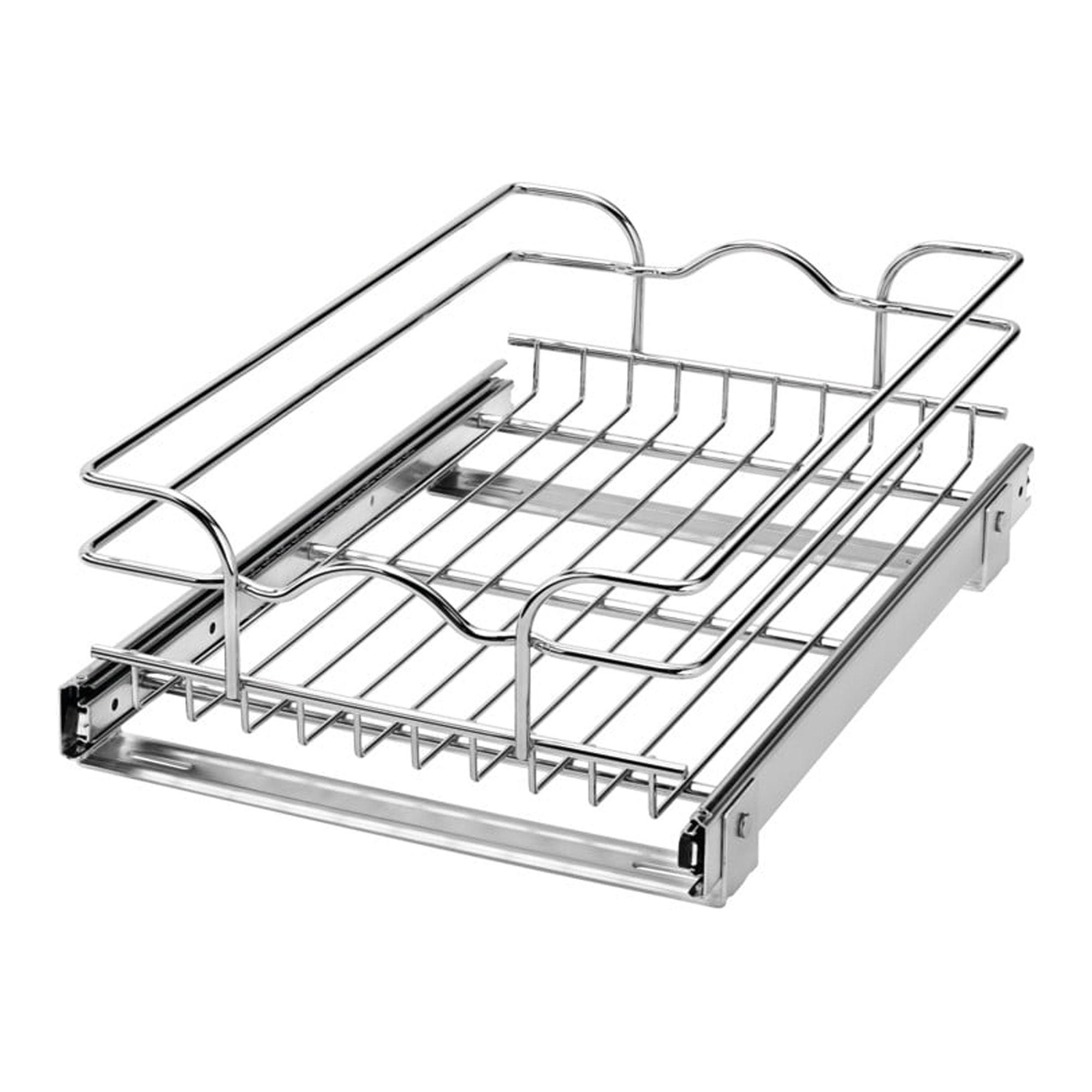 Rev-A-Shelf 5WB1-1218-CR 12 Inch Chrome Single Wire Basket Cabinet Organizer