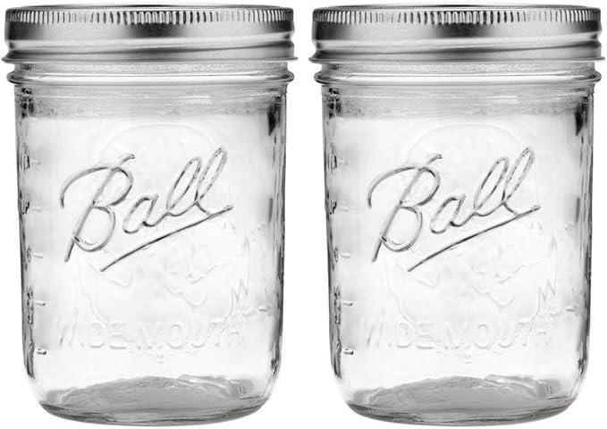 Ball Wide Mouth Pint Mason Jars with Lids & Bands | 16-oz | 2-Pack